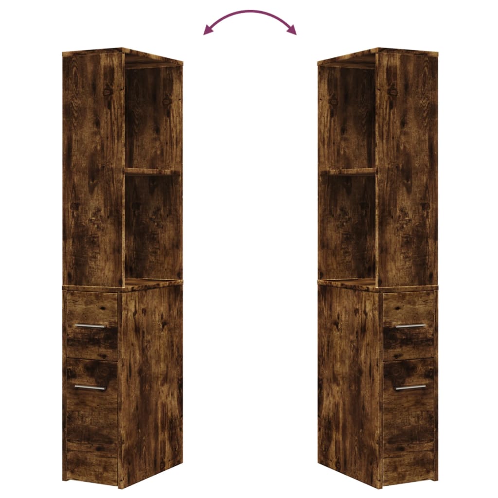Armadietto da Bagno Stretto con Ruote Rovere Fumo in Truciolato | homemem39