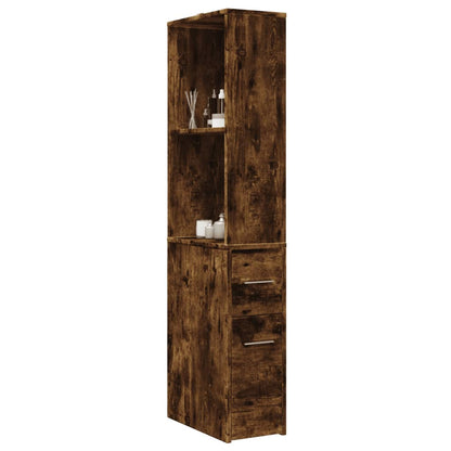 Armadietto da Bagno Stretto con Ruote Rovere Fumo in Truciolato | homemem39