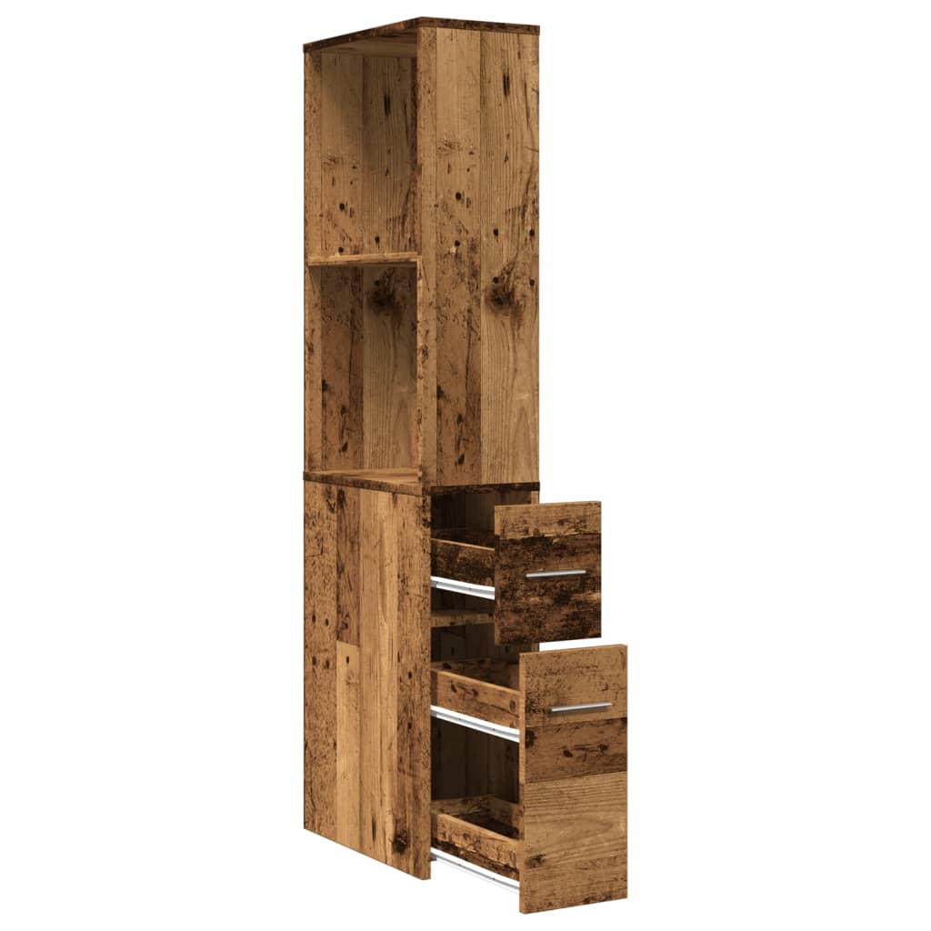Armadietto da Bagno Stretto con Ruote Rovere Antico Truciolato | homemem39