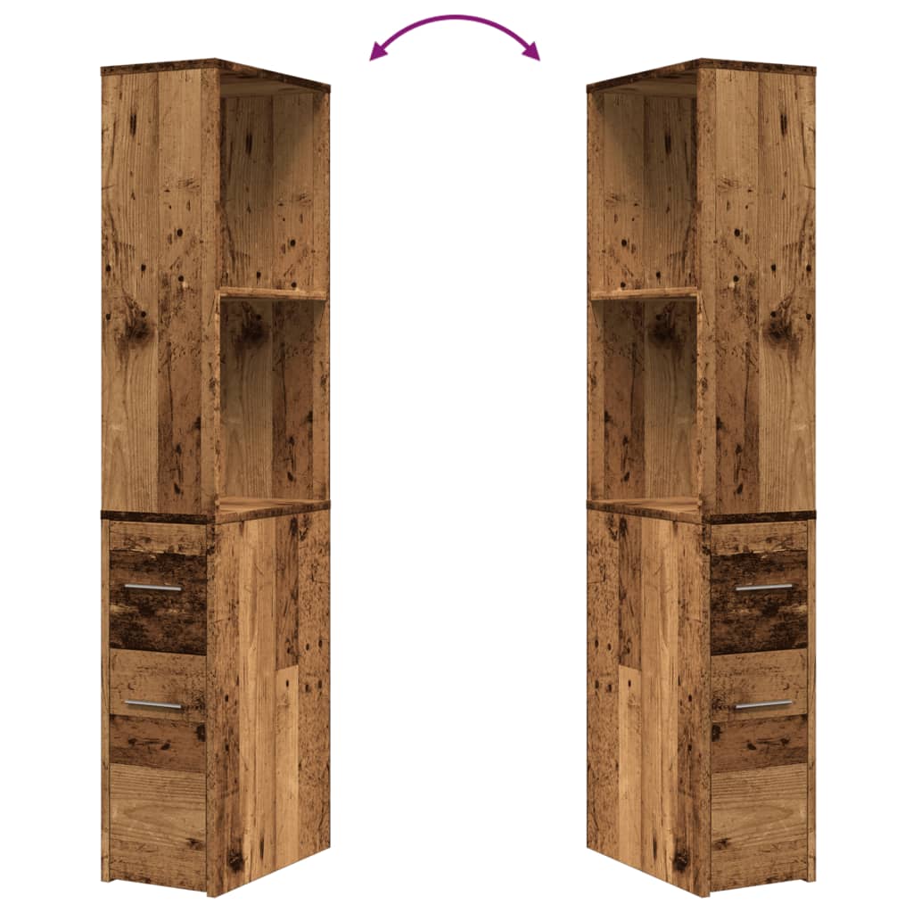 Armadietto da Bagno Stretto con Ruote Rovere Antico Truciolato | homemem39