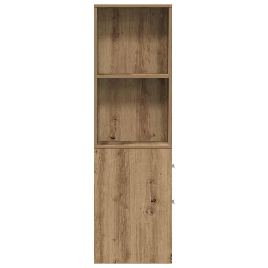 Mobile da Bagno Stretto con Ruote Rovere Artigianale Truciolato | homemem39