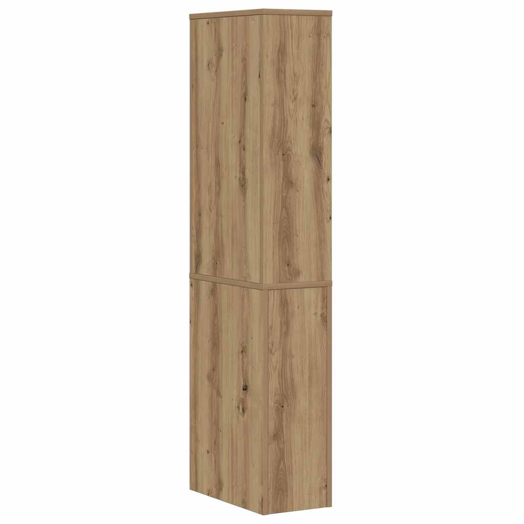 Mobile da Bagno Stretto con Ruote Rovere Artigianale Truciolato | homemem39