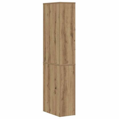 Mobile da Bagno Stretto con Ruote Rovere Artigianale Truciolato | homemem39