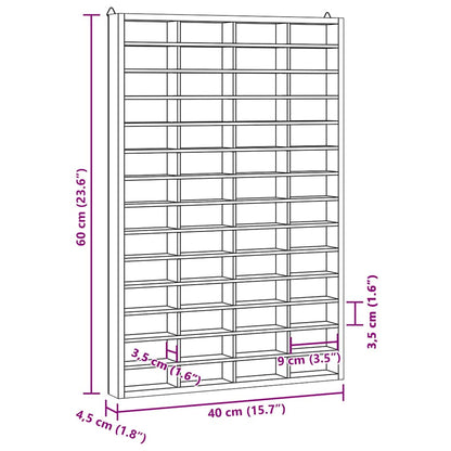 Vetrina da collezione in legno con 56 scomparti 40x4,5x60cm | homemem39