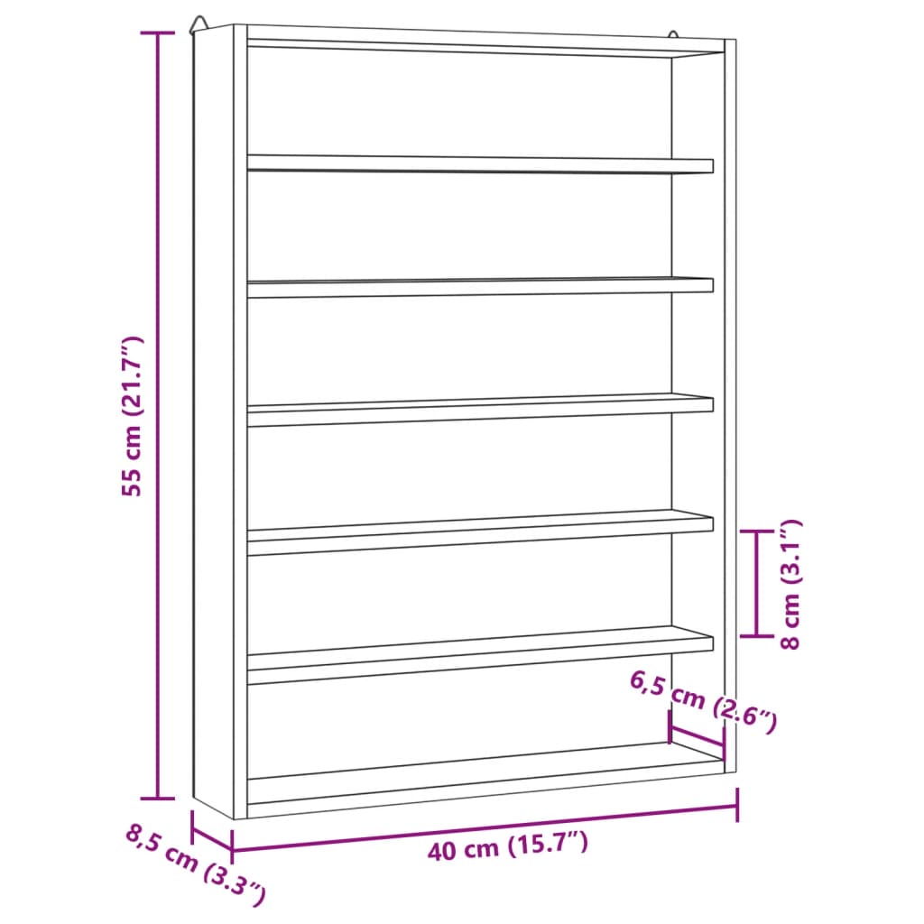 Teca da Collezione in Legno con 6 Ripiani 40x8,5x55 cm | homemem39