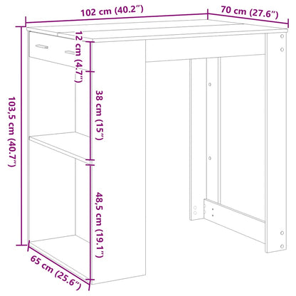 Tavolo Bar Rovere Artigianale 102x70x103,5 cm in Truciolato | homemem39