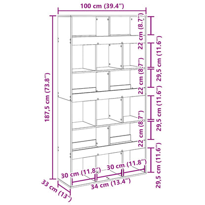 Libreria Rovere Artigianale 100x33x187,5cm in Legno Multistrato | homemem39
