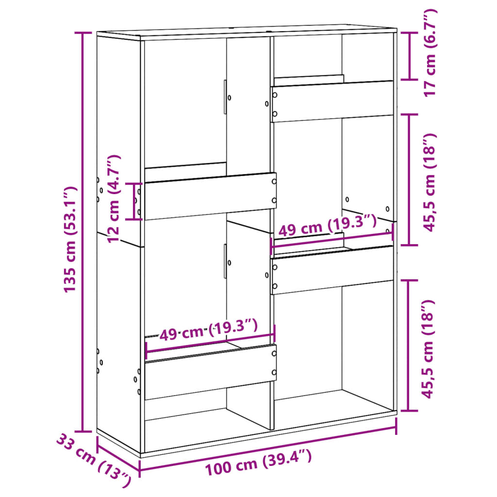 Libreria Legno Antico 100x33x135 cm in Legno Multistrato | homemem39