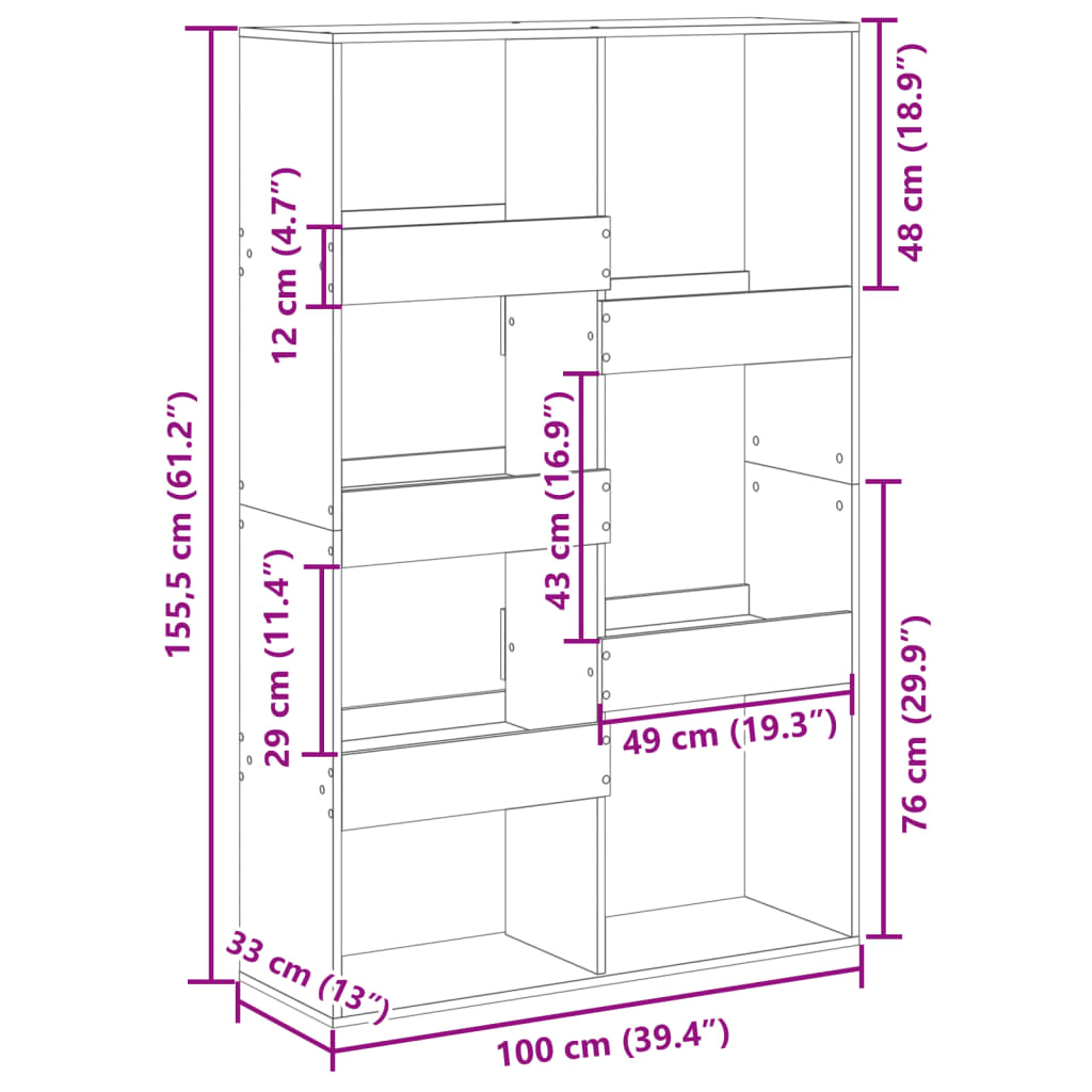 Libreria Bianca 100x33x155,5 cm in Legno Multistrato | homemem39