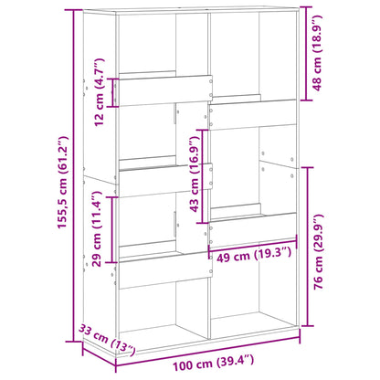 Libreria Bianca 100x33x155,5 cm in Legno Multistrato | homemem39