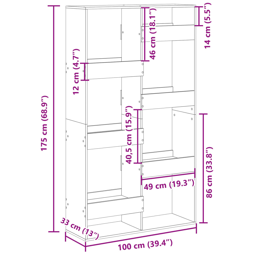 Libreria Bianca 100x33x175 cm in Legno Multistrato | homemem39