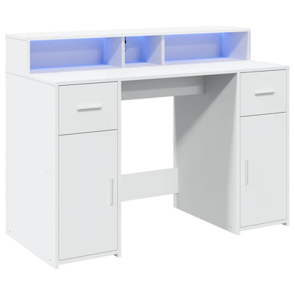 Scrivania con Luci LED Bianca 120x55x91 cm in Truciolato - homemem39
