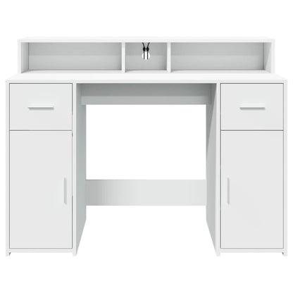 Scrivania con Luci LED Bianca 120x55x91 cm in Truciolato - homemem39