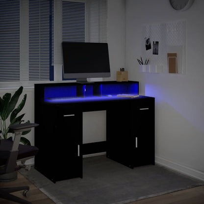 Scrivania con Luci LED Nera 120x55x91 cm in Legno Multistrato - homemem39