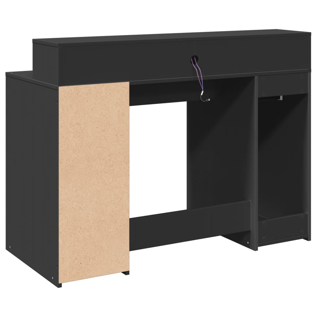 Scrivania con Luci LED Nera 120x55x91 cm in Legno Multistrato - homemem39