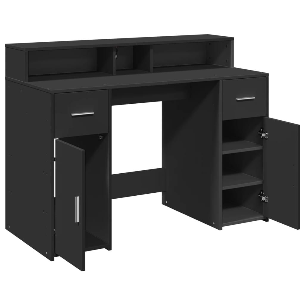 Scrivania con Luci LED Nera 120x55x91 cm in Legno Multistrato - homemem39