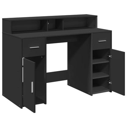 Scrivania con Luci LED Nera 120x55x91 cm in Legno Multistrato - homemem39