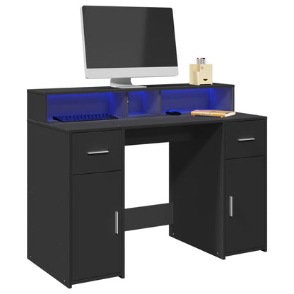 Scrivania con Luci LED Nera 120x55x91 cm in Legno Multistrato - homemem39