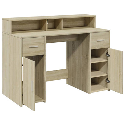 Scrivania con Luci LED Rovere Sonoma 120x55x91cm in Multistrato - homemem39