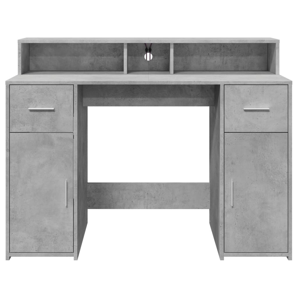Scrivania con Luci LED Grigio Cemento 120x55x91 cm Multistrato - homemem39