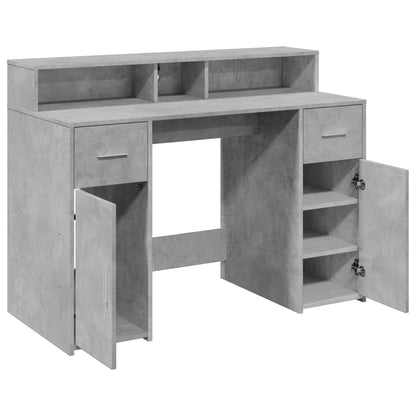 Scrivania con Luci LED Grigio Cemento 120x55x91 cm Multistrato - homemem39