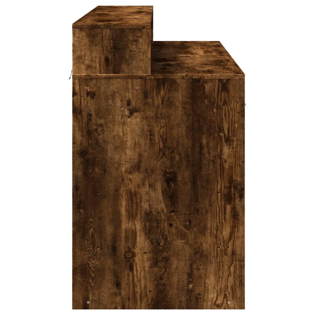 Scrivania con Luci LED Rovere Fumo 120x55x91 cm in Multistrato - homemem39