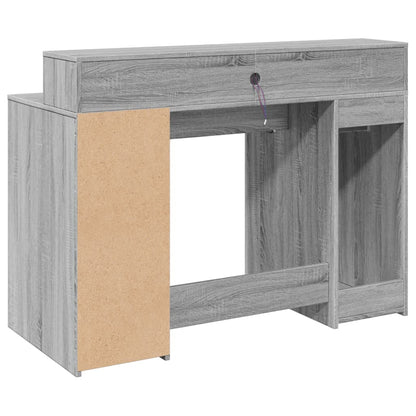 Scrivania con Luci LED Grigio Sonoma 120x55x91cm in Multistrato - homemem39