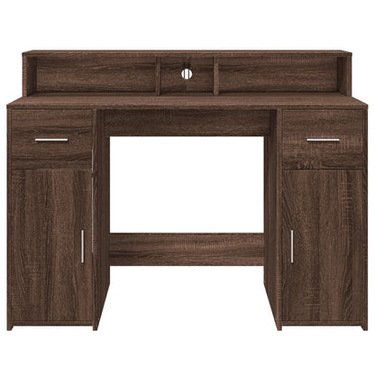 Scrivania con Luci LED Marrone Rovere 120x55x91 cm Multistrato - homemem39