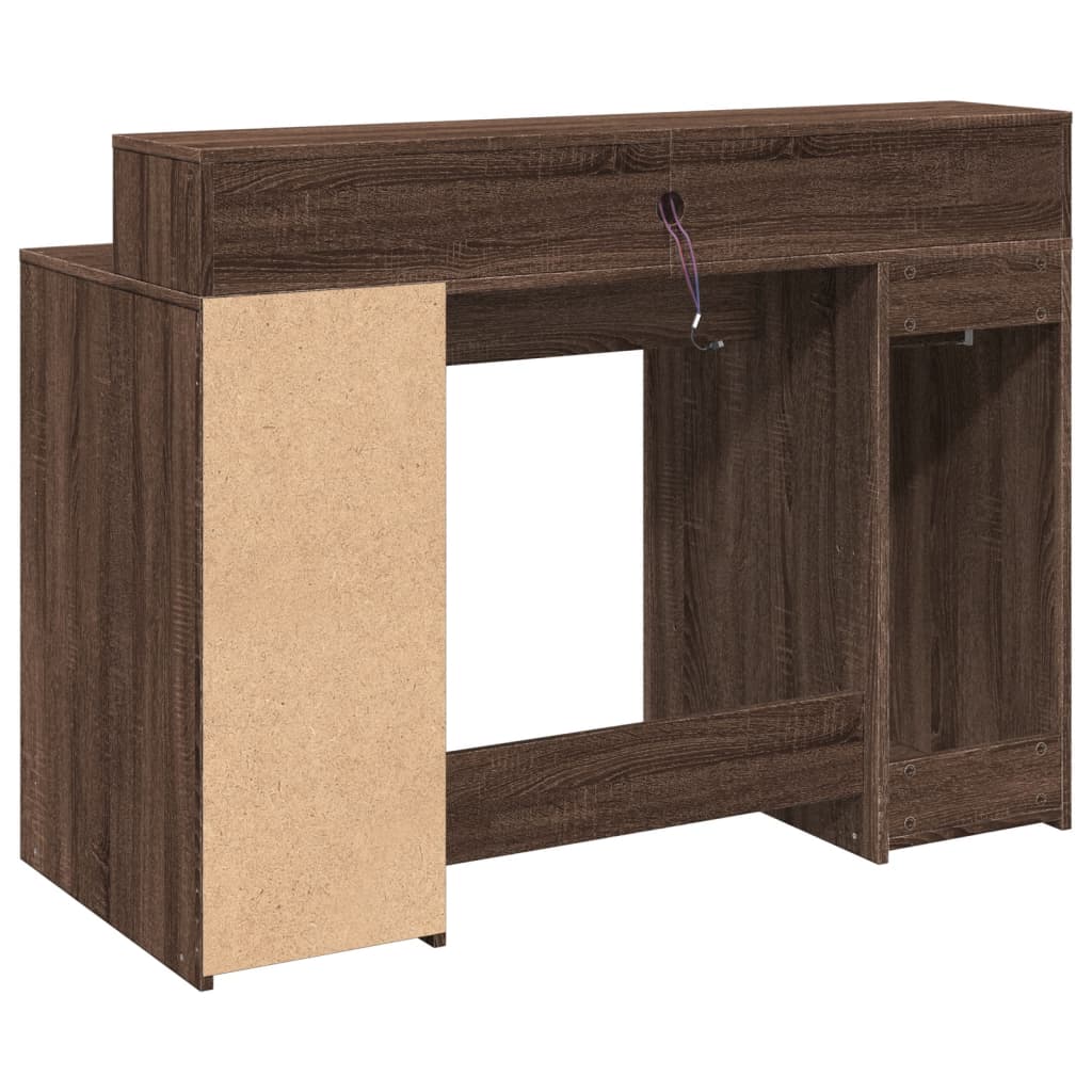 Scrivania con Luci LED Marrone Rovere 120x55x91 cm Multistrato - homemem39