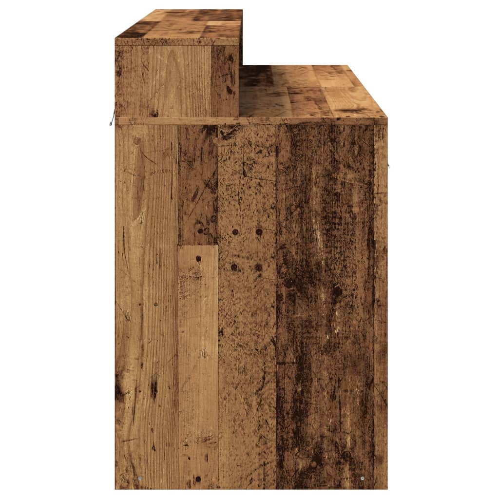 Scrivania con Luci LED Legno Antico 120x55x91 cm in Multistrato - homemem39