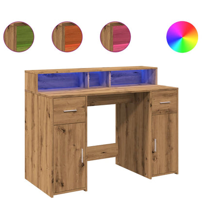 Scrivania con Luci LED Rovere 120x55x91 cm in Legno Multistrato - homemem39