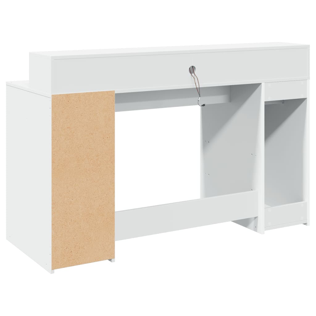 Scrivania con Luci LED Bianca 140x55x91 cm in Legno Multistrato | homemem39