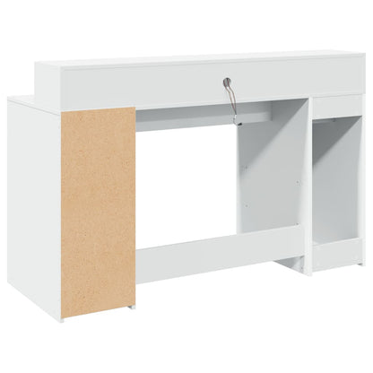 Scrivania con Luci LED Bianca 140x55x91 cm in Legno Multistrato - homemem39