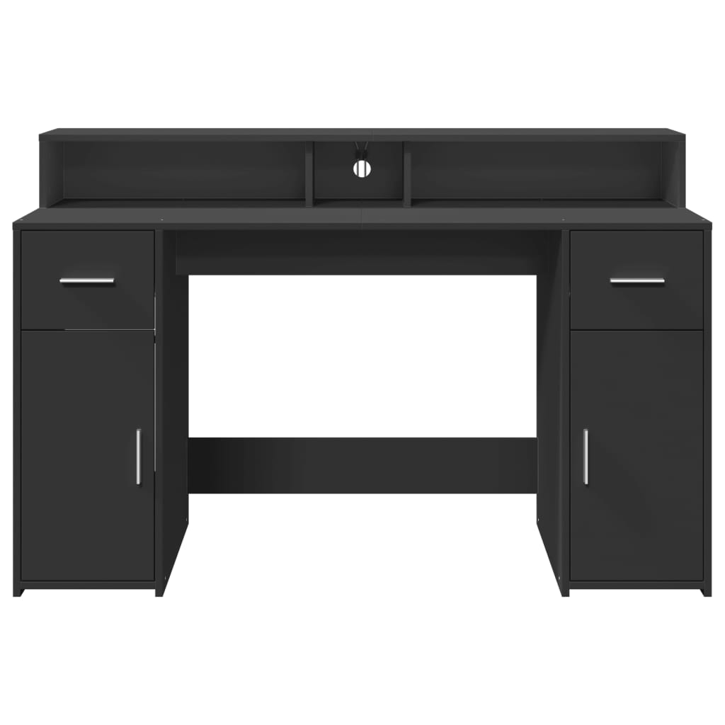 Scrivania con Luci LED Nera 140x55x91 cm in Legno Multistrato - homemem39