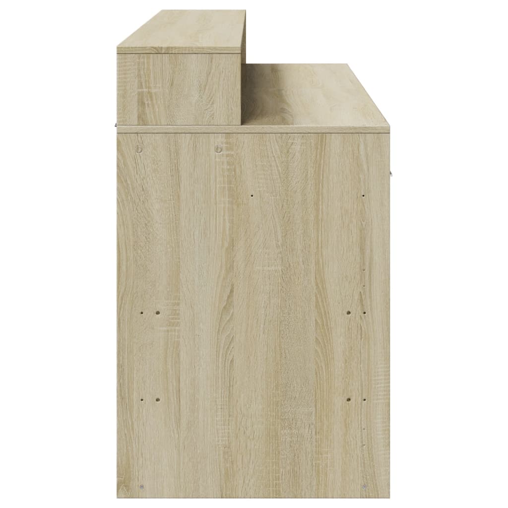 Scrivania con Luci LED Rovere Sonoma 140x55x91cm in Multistrato - homemem39