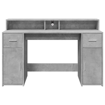 Scrivania con Luci LED Grigio Cemento 140x55x91 cm Multistrato - homemem39