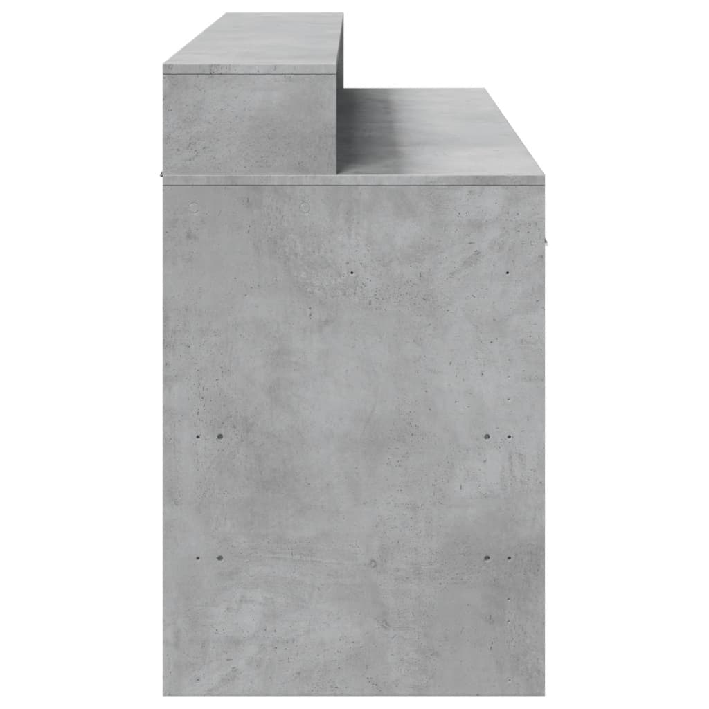 Scrivania con Luci LED Grigio Cemento 140x55x91 cm Multistrato - homemem39