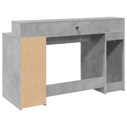 Scrivania con Luci LED Grigio Cemento 140x55x91 cm Multistrato - homemem39