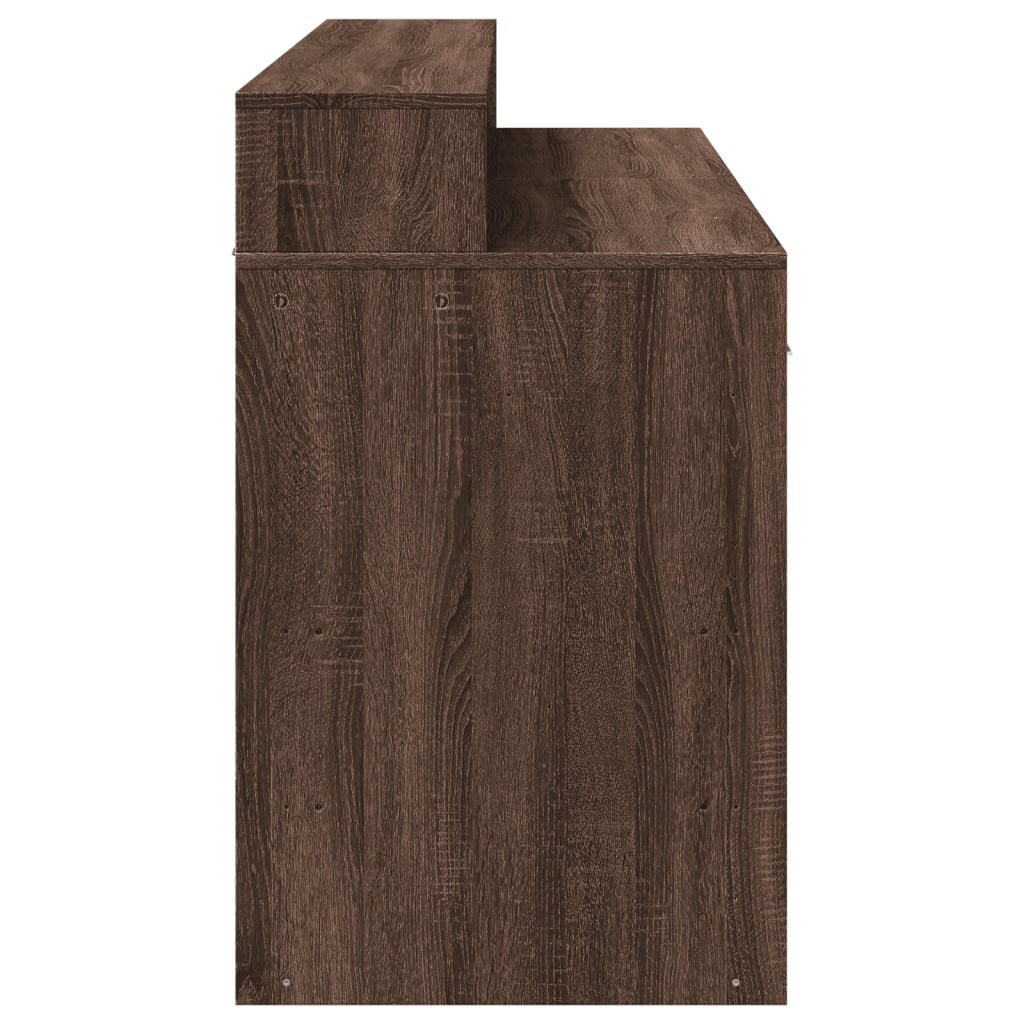 Scrivania con Luci LED Marrone Rovere 140x55x91 cm Multistrato - homemem39