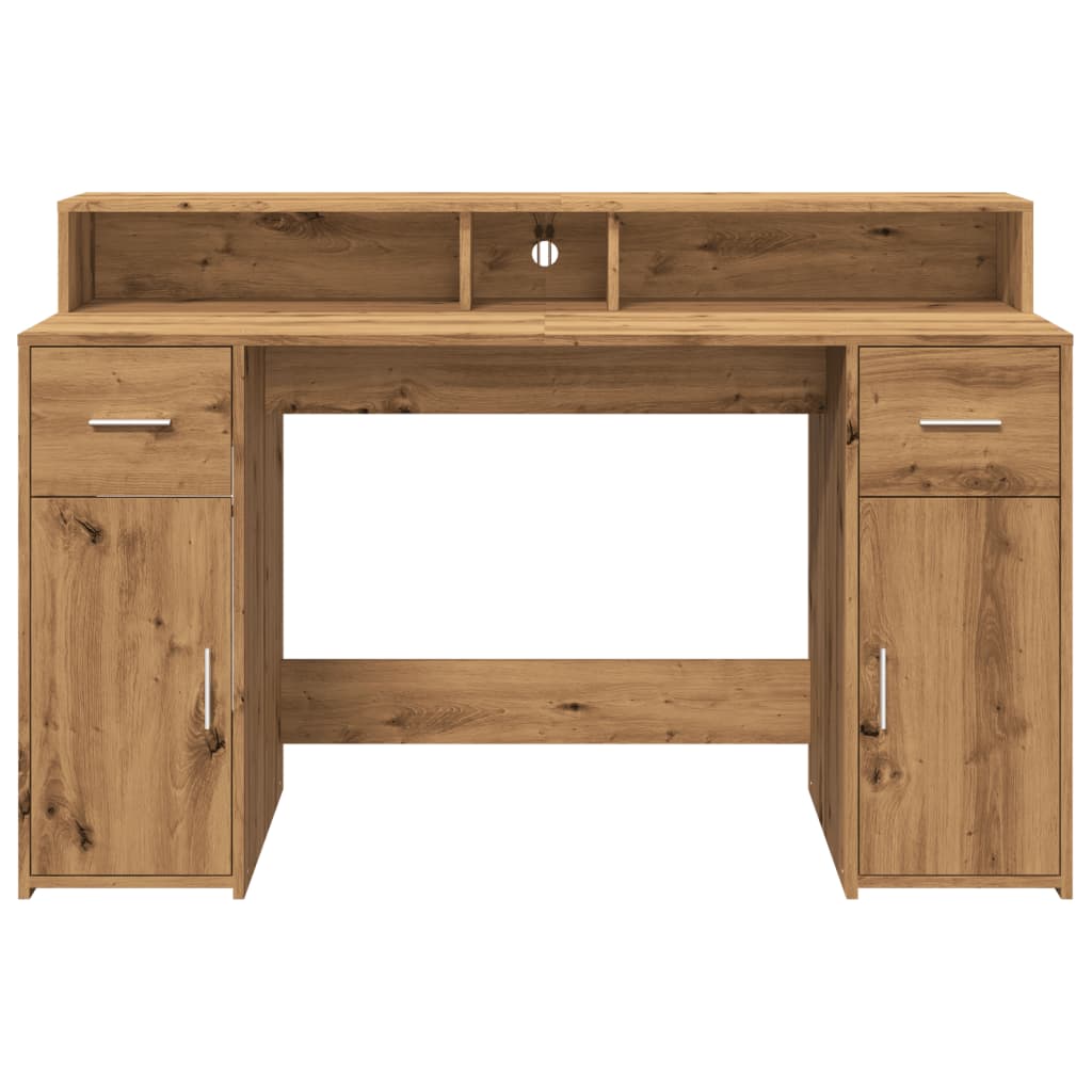 Scrivania con Luci LED Rovere 140x55x91 cm in Legno Multistrato - homemem39