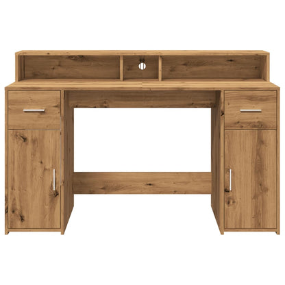 Scrivania con Luci LED Rovere 140x55x91 cm in Legno Multistrato - homemem39
