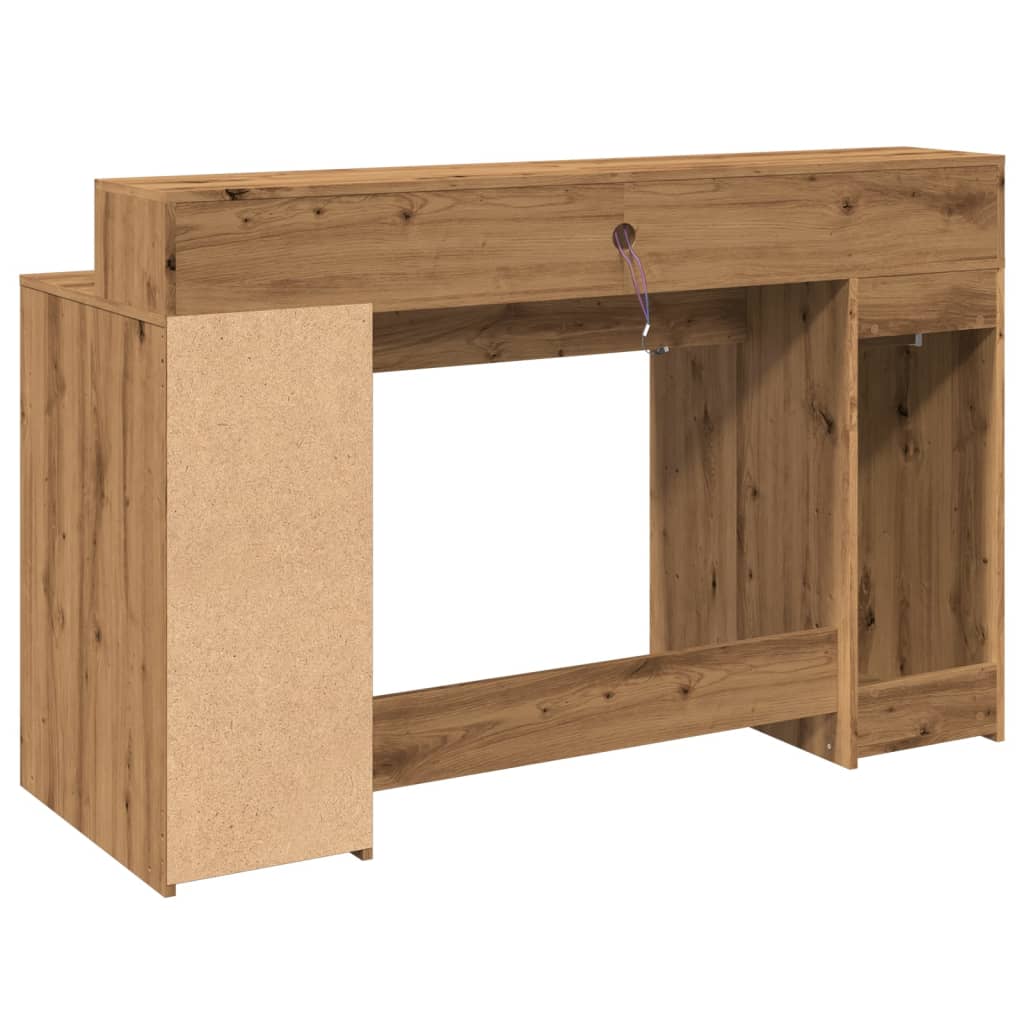 Scrivania con Luci LED Rovere 140x55x91 cm in Legno Multistrato - homemem39