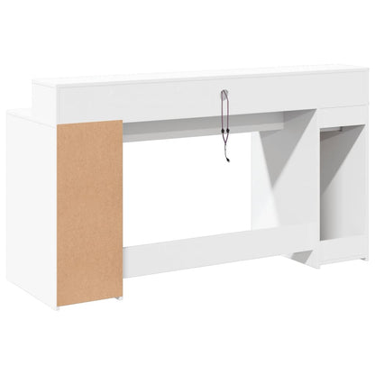 Scrivania con Luci LED Bianca 160x55x91 cm in Legno Multistrato - homemem39