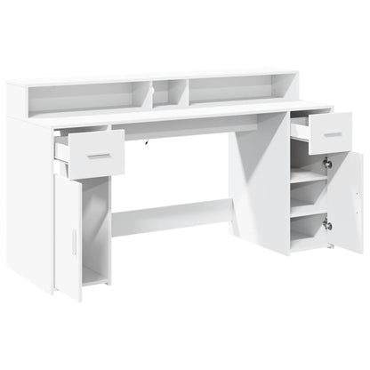 Scrivania con Luci LED Bianca 160x55x91 cm in Legno Multistrato - homemem39