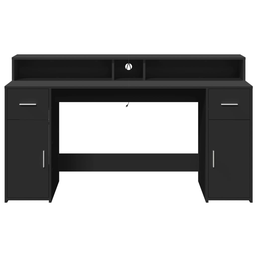 Scrivania con Luci LED Nera 160x55x91 cm in Legno Multistrato - homemem39