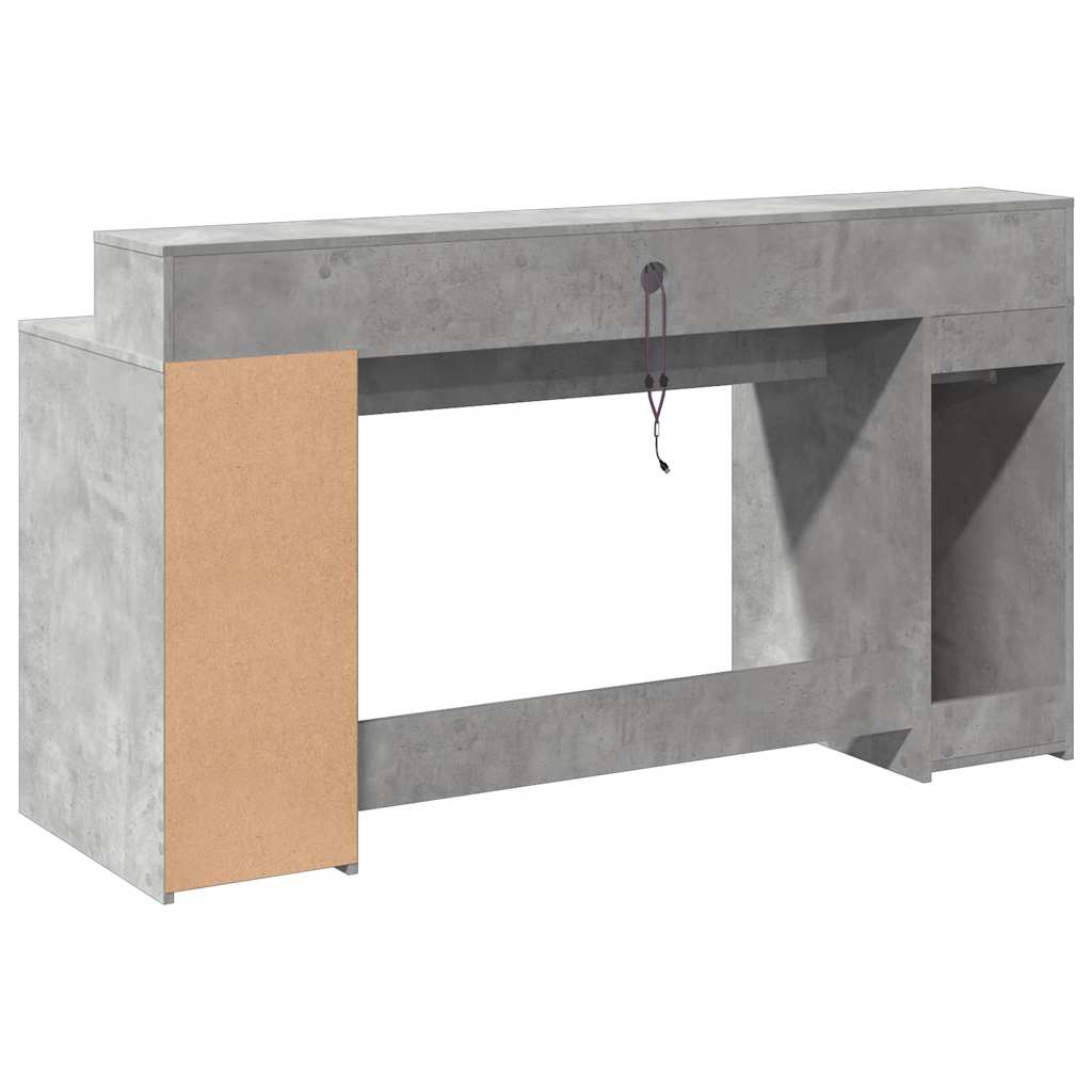 Scrivania con Luci LED Grigio Cemento 160x55x91 cm Multistrato | homemem39