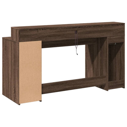Scrivania con Luci LED Marrone Rovere 160x55x91 cm Multistrato - homemem39
