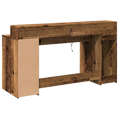 Scrivania con Luci LED Legno Antico 160x55x91 cm in Multistrato | homemem39