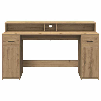 Scrivania con Luci LED Rovere 160x55x91 cm in Legno Multistrato