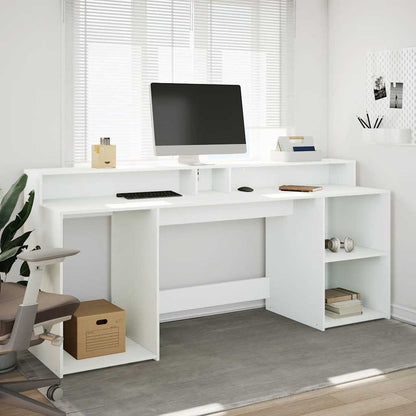 Scrivania con Luci LED Bianca 200x55x91 cm in Truciolato